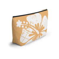"The Classic Hibiscus" Accessory Pouch w T-bottom - Distressed Orange