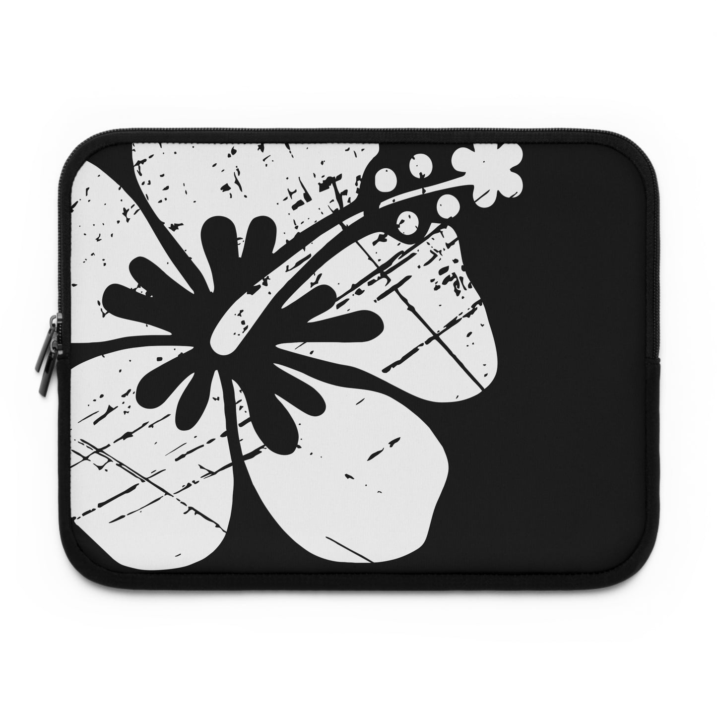 "The Classic Hibiscus" Laptop Sleeve - Distressed Black