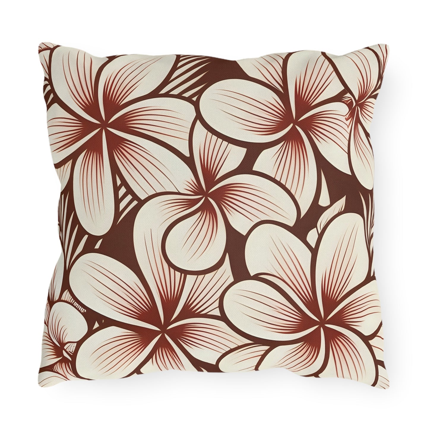 "The Plumeria" Outdoor Pillow - Mono Red