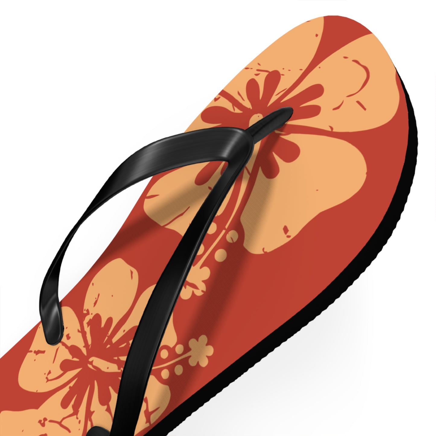 " The Classic Hibiscus" Flip Flop - Distressed Orange