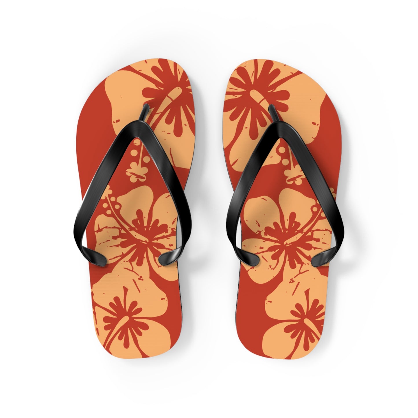 " The Classic Hibiscus" Flip Flop - Distressed Orange