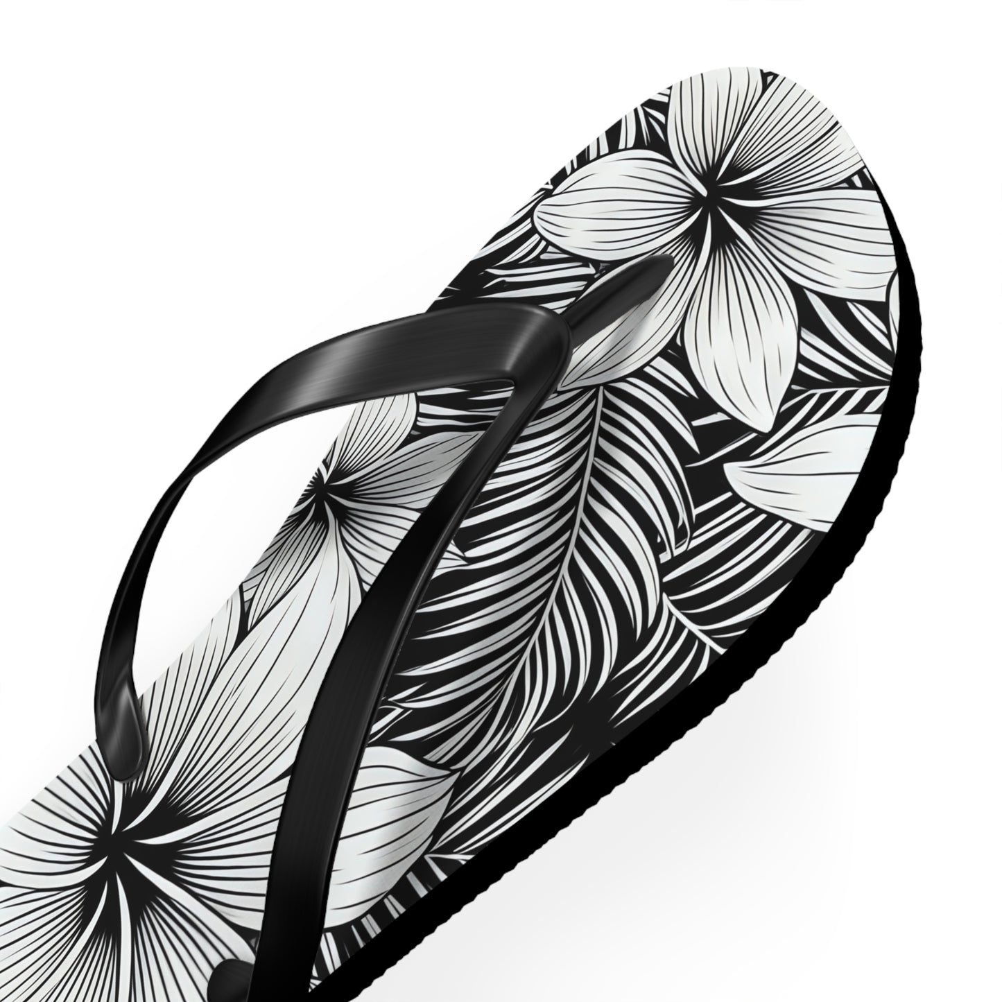 "The Plumeria" Flip Flop - Black and White