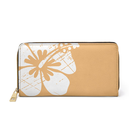 "The Classic Hibiscus" Zipper Wallet - Distressed Orange