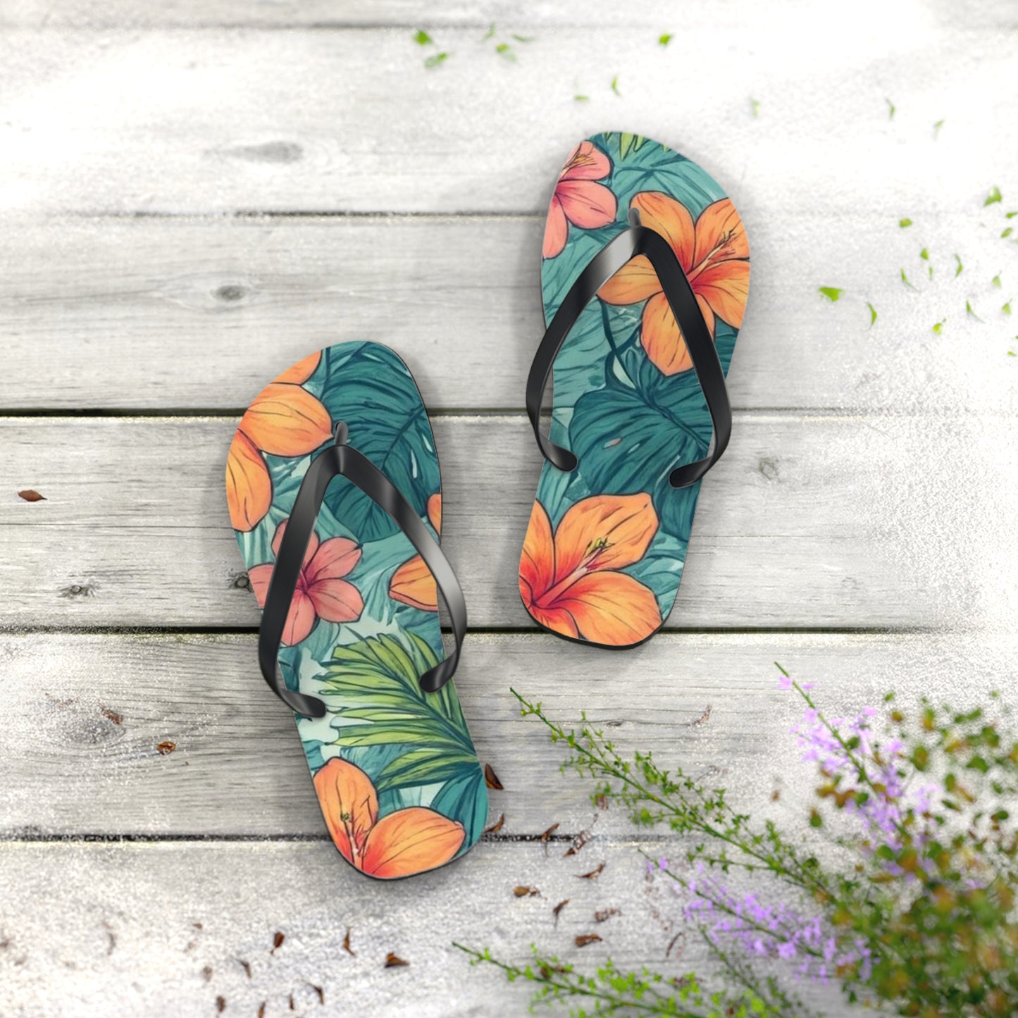 "Tropical Vibes" Flip Flops