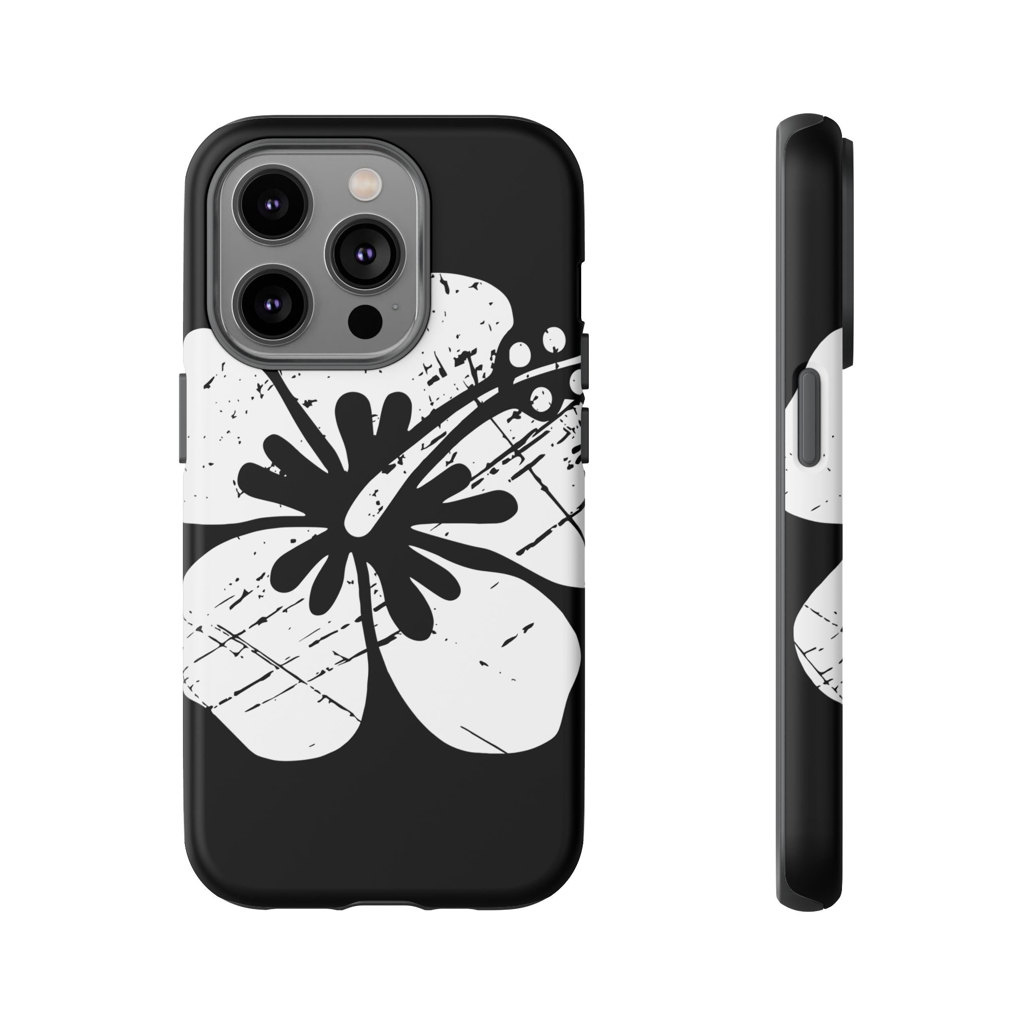 "The Classic Hibiscus" Phone Cover - Distressed Black