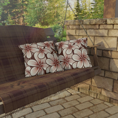 "The Plumeria" Outdoor Pillow - Mono Red