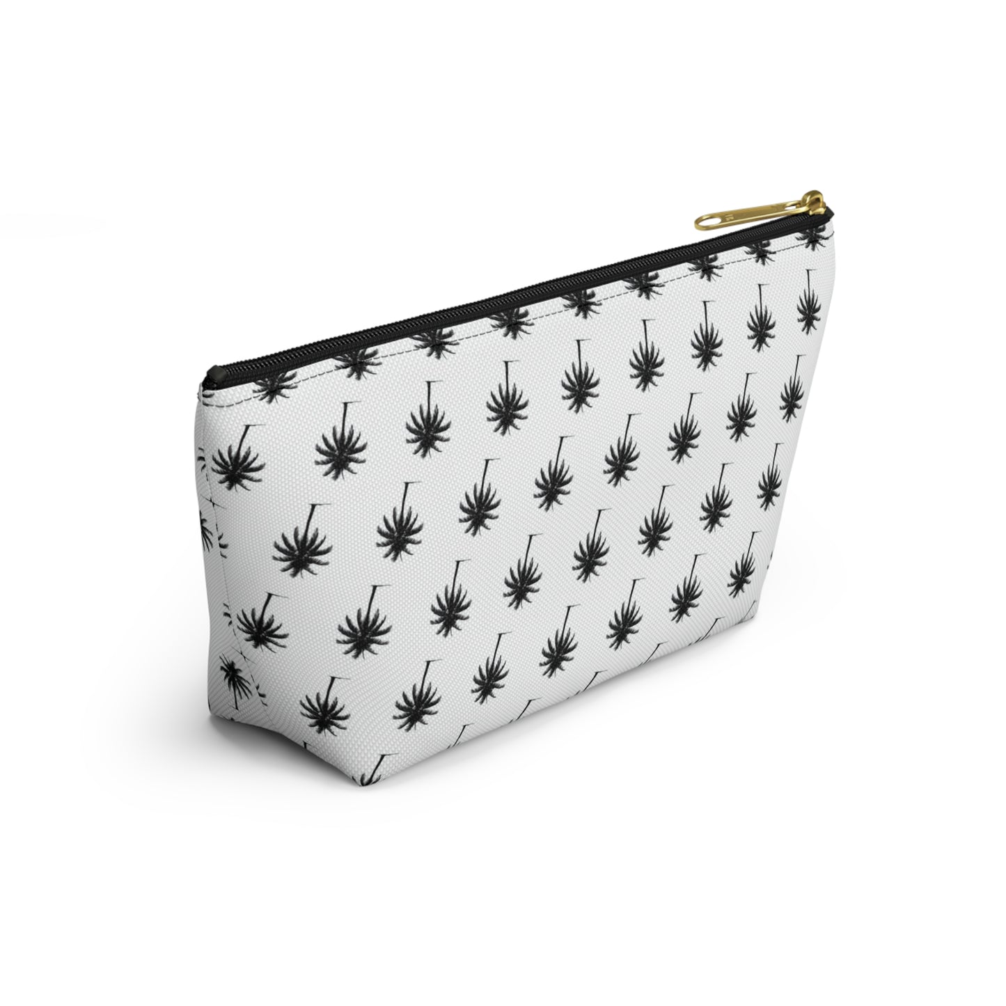 "Swaying Palms" Accessory Pouch w T-bottom - Black and White