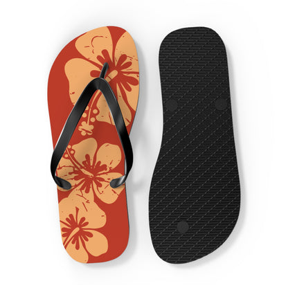 " The Classic Hibiscus" Flip Flop - Distressed Orange