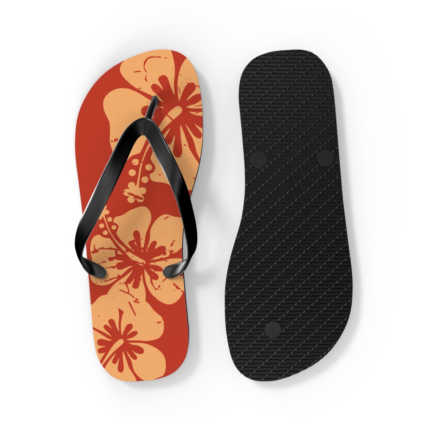 " The Classic Hibiscus" Flip Flop - Distressed Orange