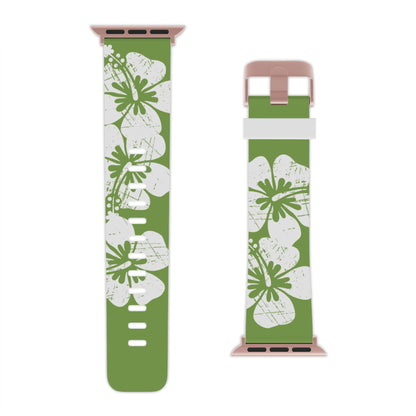 "The Classic Hibiscus" - Distressed Green Watch Band for Apple Watch