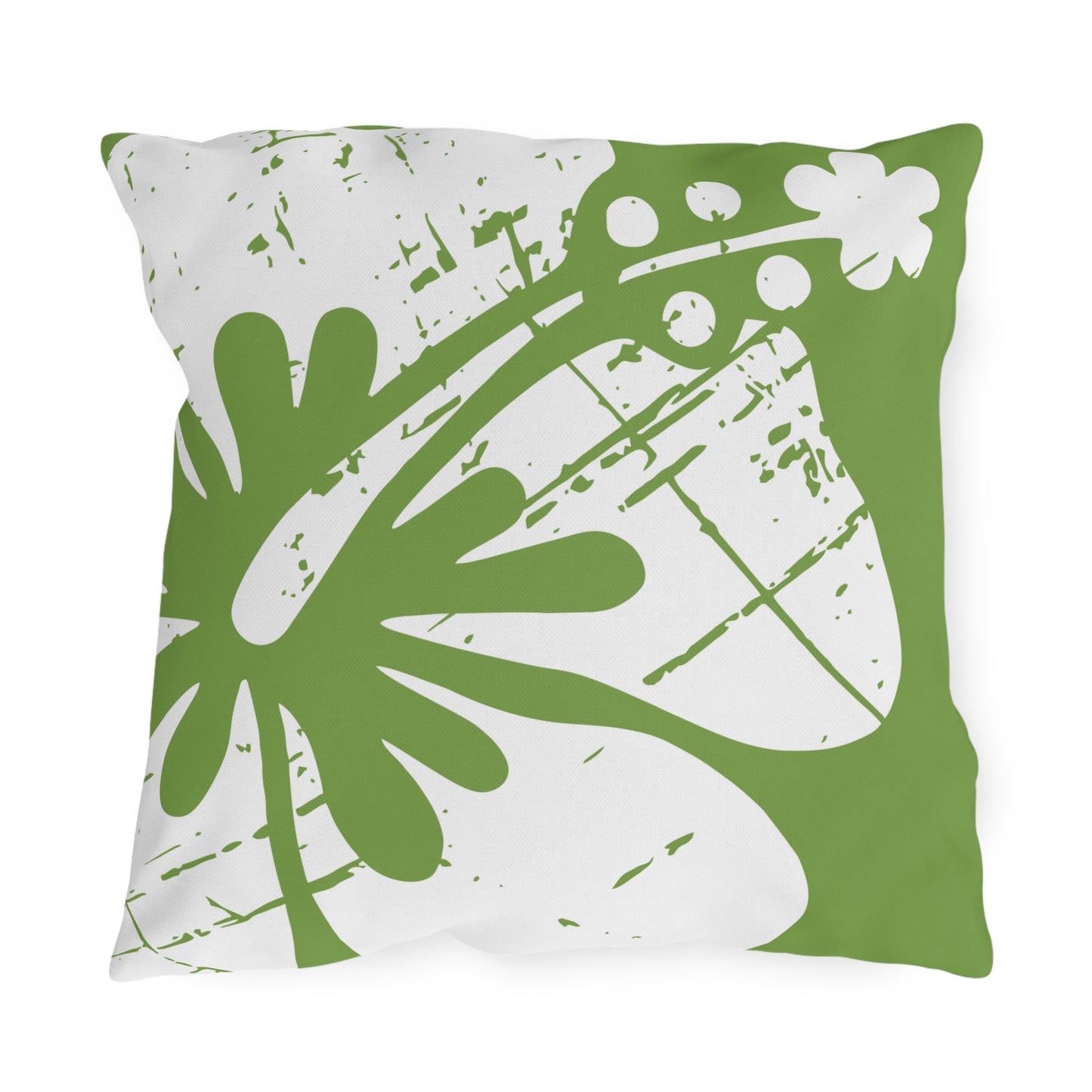 "The Classic Hibiscus" Outdoor Pillow - Distressed Green