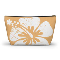 "The Classic Hibiscus" Accessory Pouch w T-bottom - Distressed Orange
