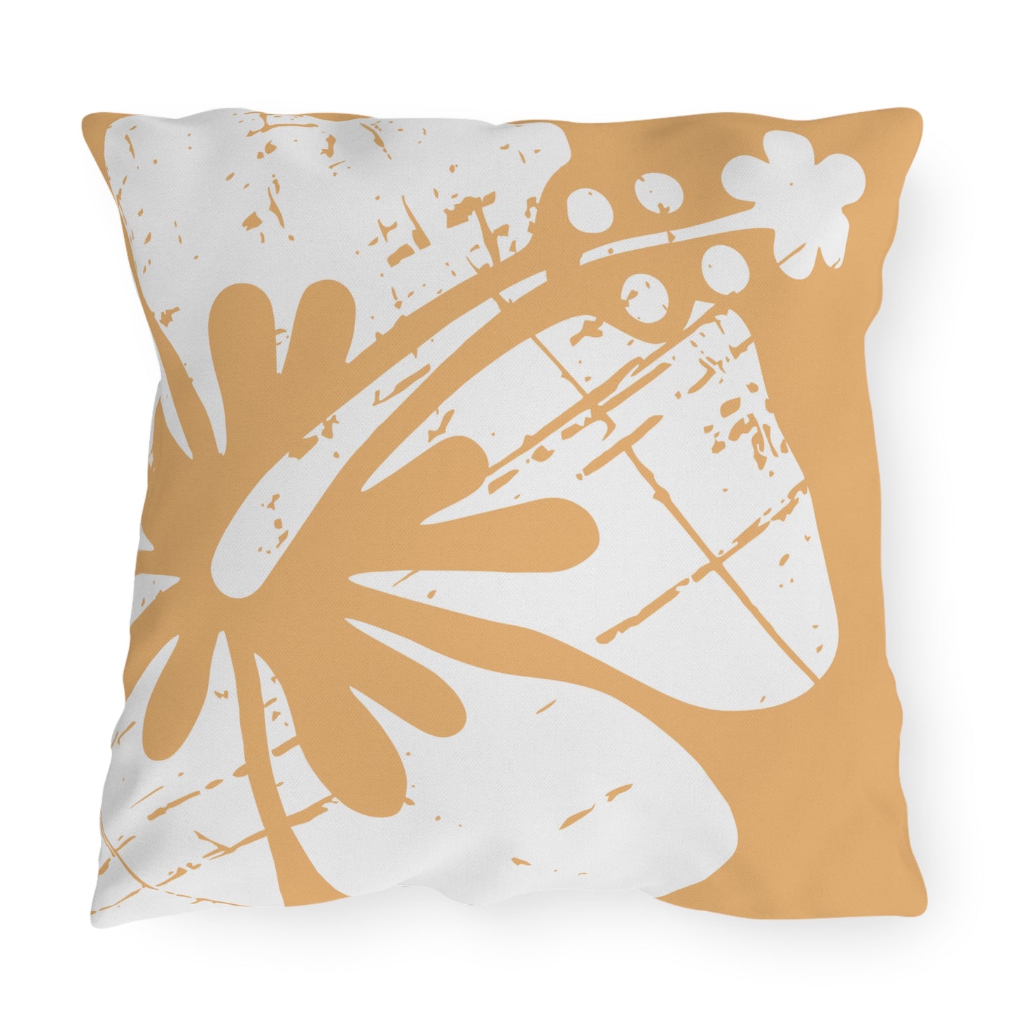 "The Classic Hibiscus" Outdoor Pillow - Distressed Orange