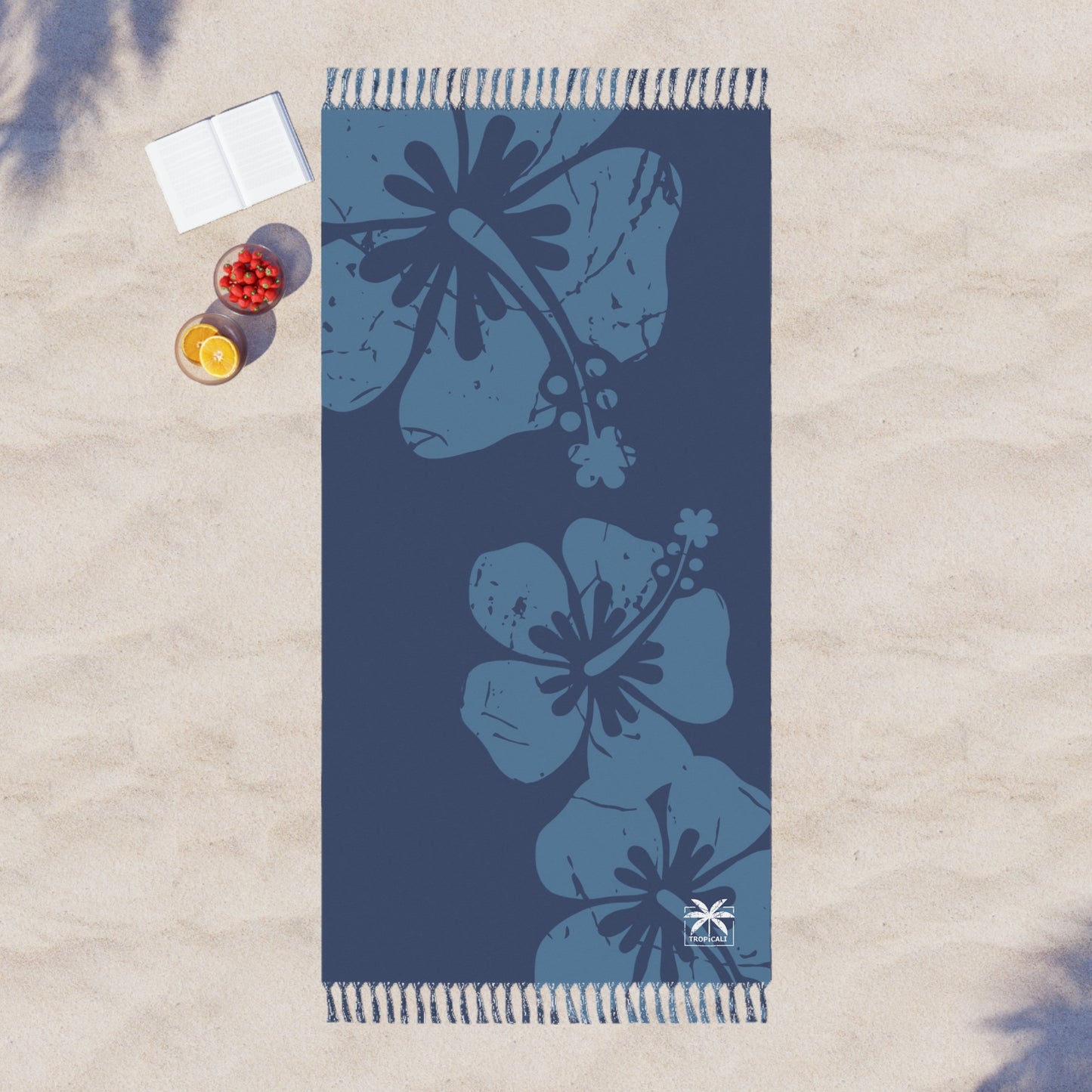 "The Classic Hibiscus"  Beach Cloth - Distressed Blue