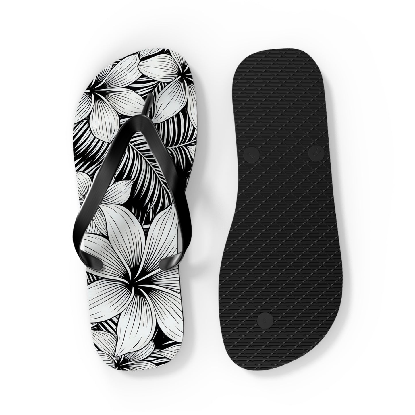 "The Plumeria" Flip Flop - Black and White