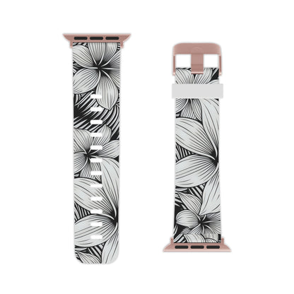 "The Plumeria" - Black and White Watch Band for Apple Watch