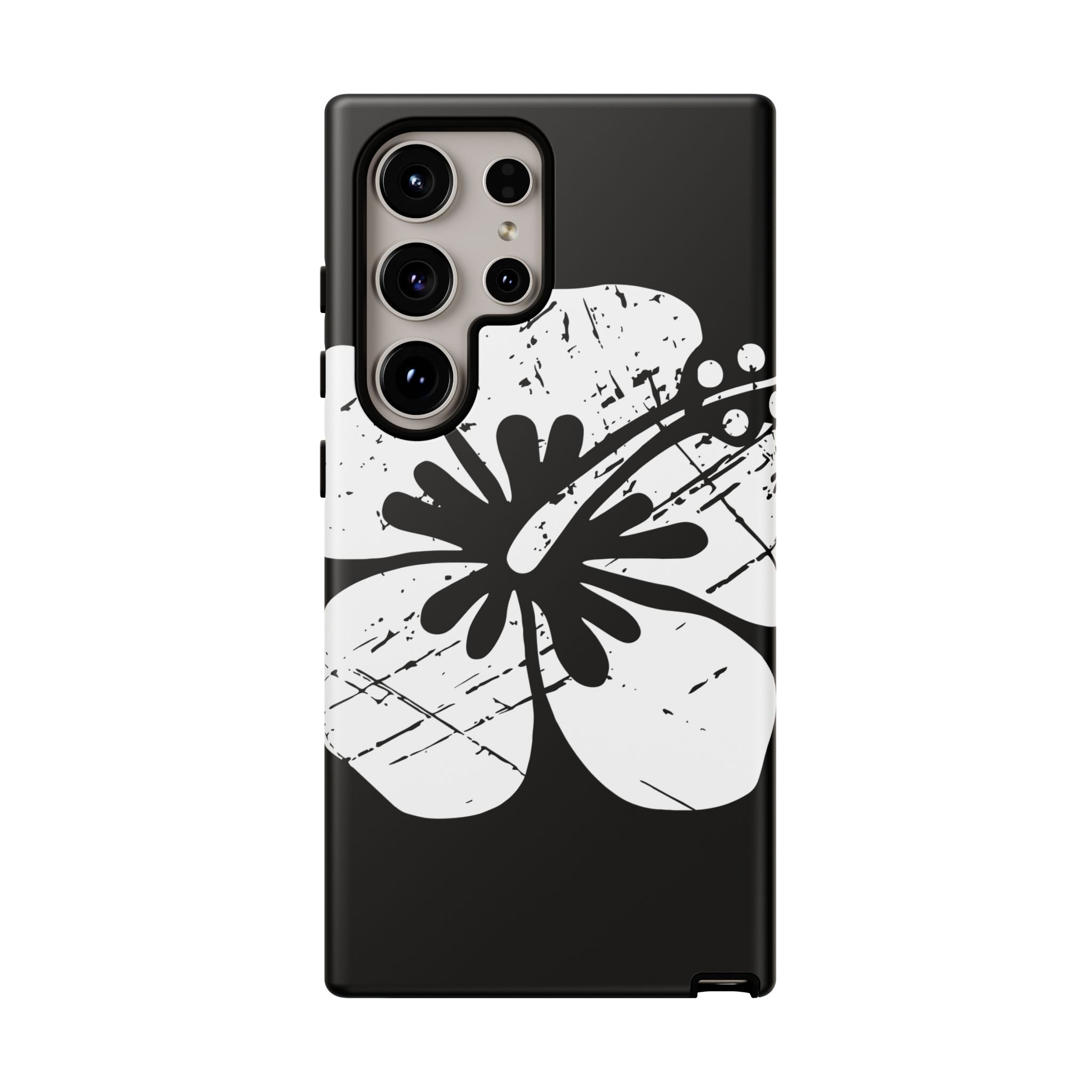 "The Classic Hibiscus" Phone Cover - Distressed Black