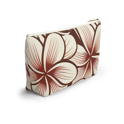 "The Plumeria" Accessory Pouch w T-bottom - Mono Red