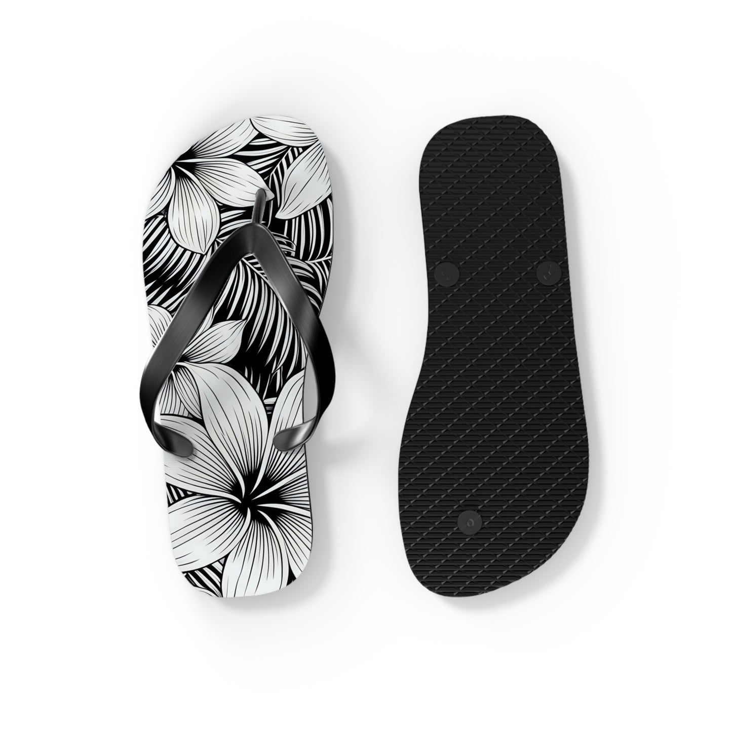 "The Plumeria" Flip Flop - Black and White